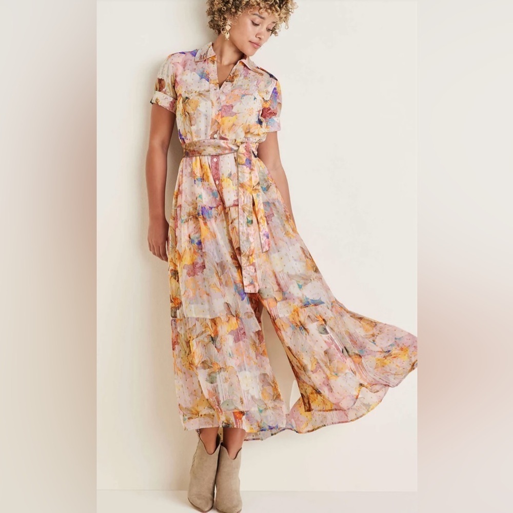 VENUS Floral Shine Detail Maxi Digital Wildflowers sheer Dress - Picture 8 of 10